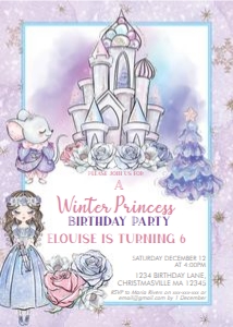 Winter Princess Birthday Christmas Invitation: Winter Princess Birthday Christmas Invitation
