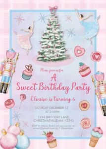 Sweet Treats Birthday Party Nutcracker Christmas Invitation: Sweet Treats Birthday Party Nutcracker Christmas Invitation