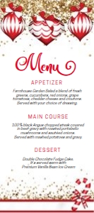 Red White Ornaments Christmas Menu 4x9: Red White Ornaments Christmas Menu 4x9