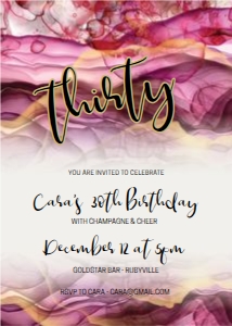 Pink Gold Ink Birthday Invitation design preview