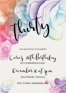 Bright Multicolor Ink Birthday Invitation design preview
