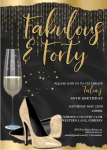 Gold Champagne Heels Invitation design preview