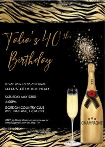 Gold Tiger Champagne Invitation design preview