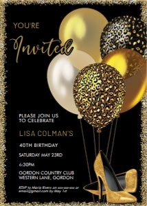 Gold Safari Balloons Invitation design preview