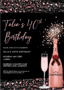 Pink Leopard Champagne Invitation design preview