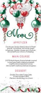 Red Green Balloons Christmas Menu 4x9: Red Green Balloons Christmas Menu 4x9