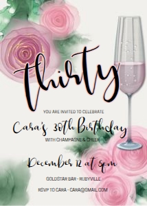 Pink Rose Ink Birthday Invitation design preview
