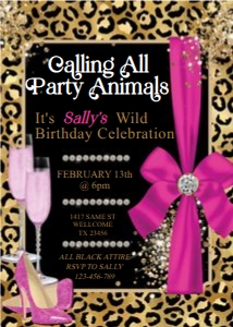 Party Animal Pink Leopard Invitation design preview