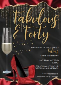 Red Champagne Heels Invitation design preview