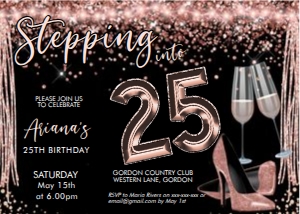 Stepping in Any Age Rosegold Heels Invitation design preview
