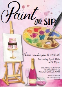 Pink Paint and Sip Invitation design preview