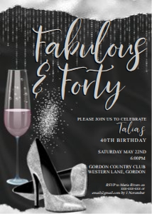 Silver Champagne Heels Invitation design preview