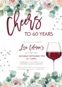 Cheers to Red Wine Eucalyptus Rose Invitation design preview