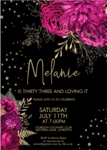 Hot Pink Flowers Birthday Invitation design preview