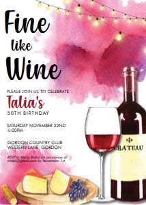 Fine Like Wine Cheese White Invitation design preview