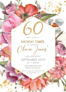 Bright Floral Gold Frame Invitation design preview