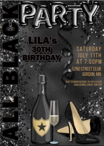 All Black Party Invitation design preview