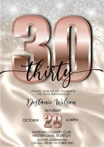 Rosegold Sparkle Number Ivory Invitation design preview
