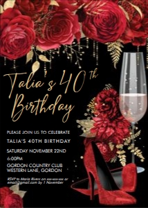 Red Glitter Shoes Invitation design preview
