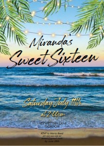 Sweet Sixteen Beach Birthday invitation design preview