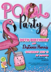 Flamingo Pool Party Invitation: Flamingo Pool Party Invitation