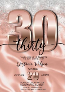 Rosegold Sparkle Number Invitation design preview