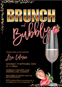 Brunch Bubbly Pink Black Invitation design preview