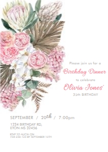 Boho Pink Tropical Invitation design preview