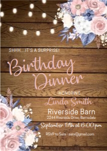 Blue Pink Rustic Roses Invitation design preview