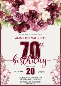 70 Burgundy Marsala Floral Invitation design preview