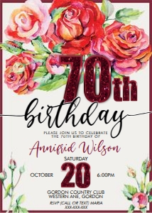 70 Red Floral Birthday Invitation design preview