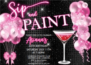 Neon Pink Sip and Paint Invitation design preview