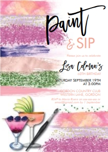 Paint and Sip Pink Cocktails Invitation design preview