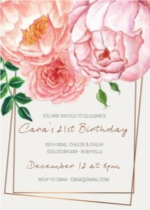 Big Peach Pink Floral Birthday Invitation design preview