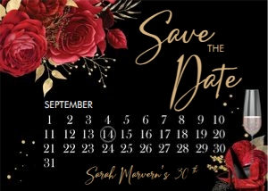 Red Gold Glitter Shoes Save the Date Calendar design preview
