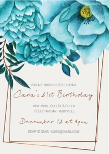Big Blue Floral Birthday Invitation design preview