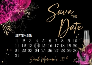 Pink Gold Glitter Shoes Save the Date Calendar design preview