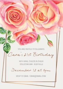 Big Pink Roses Floral Birthday Invitation design preview