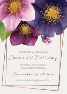 Big Purple Floral Birthday Invitation design preview