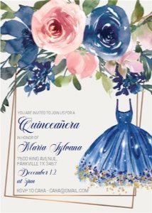 Quinceanera Blue Blush Dress Invitation design preview