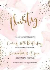 Gold Pink Inkblot Birthday Invitation design preview