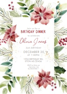 Christmas Poinsettia Watercolor Invitation: Christmas Poinsettia Watercolor Invitation