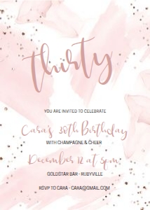 Rosegold Pink Inkblot Birthday Invitation design preview