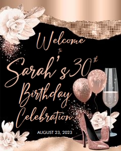 Rosegold Shoes Balloons Welcome Sign 24x30 design preview