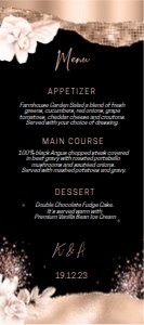 Rosegold Black Floral Menu 4x9 design preview