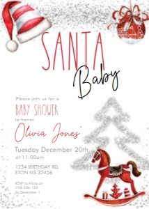Santa Baby Hat Silver Shower Invitation: Santa Baby Hat Silver Shower Invitation