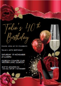 Red Shoes Balloons Invitation design preview