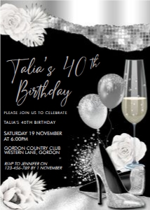 Silver Shoes Balloons Invitation design preview