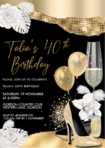 Gold Shoes Balloons Invitation design preview