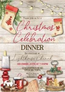 Christmas Celebration Rustic Decor Invitation: Christmas Celebration Rustic Decor Invitation